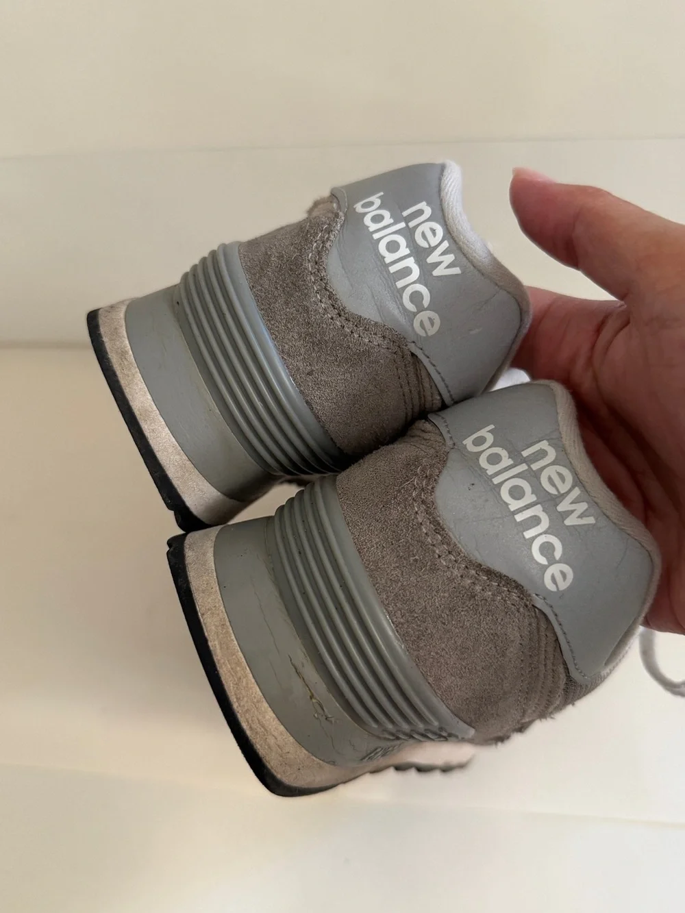 New Balance Women’s 574 Grey and White Lace-Up Sneakers